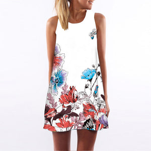 Women Floral Print Chiffon Dress