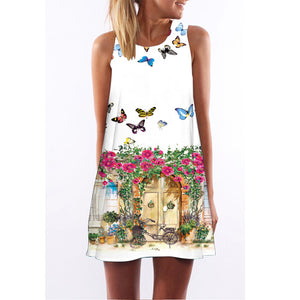 Women Floral Print Chiffon Dress