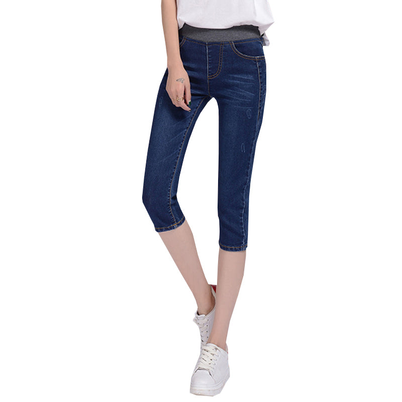 Casual Elastic Waist Stretch Jeans